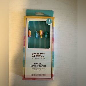 Teacher set of 4 brand new reusable glass straw set